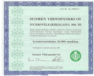 OKK obligaatio jvk-laina III v. 1991