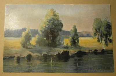 T. Vikstedt(?): Rantamaisema, väripk, p. 1910