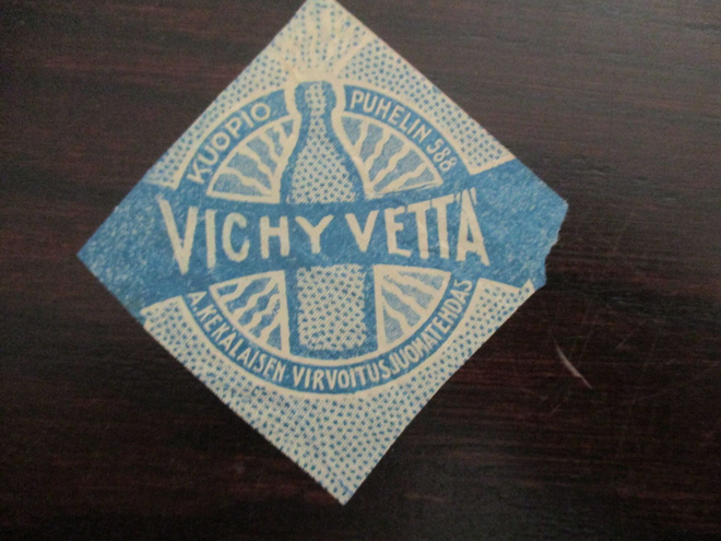 VANHA JUOMA ETIKETTI - VICHY VETTÄ KUOPIO (K2-S2)
