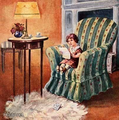 LAPSET / Lapsi nojatuolissa lukee kirjettä. 1910-l.