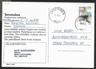 Postil. - Pohjola 1989 (LAPE 1081) Luopioinen 9.5.1989