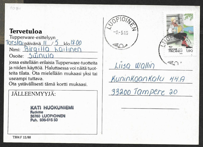 Postil. - Pohjola 1989 (LAPE 1081) Luopioinen 9.5.1989
