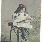 TYTTÖNEN ja kirja - kulk. 1907 - pikkukuva 1