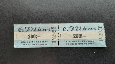 O. Vilkas Linja-auto lippu, 2 kpl 60-luku
