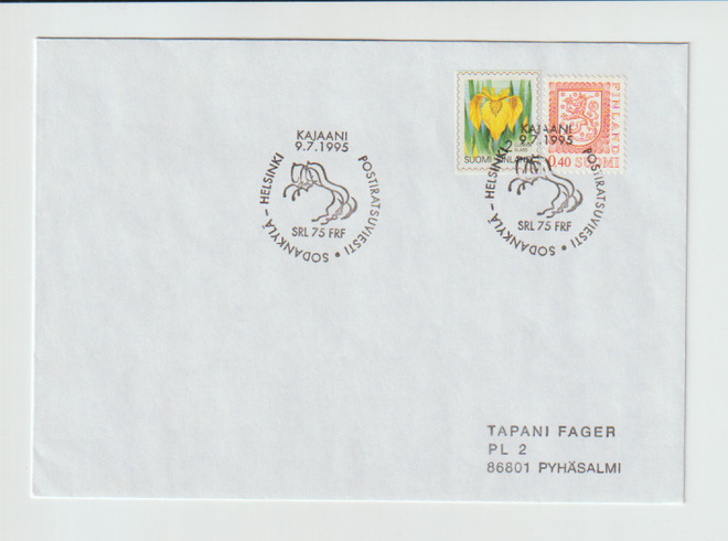 ERIKOISLEIMA ,9.7.1995 POSTIRATSASTUSVIESTI, Kajaani