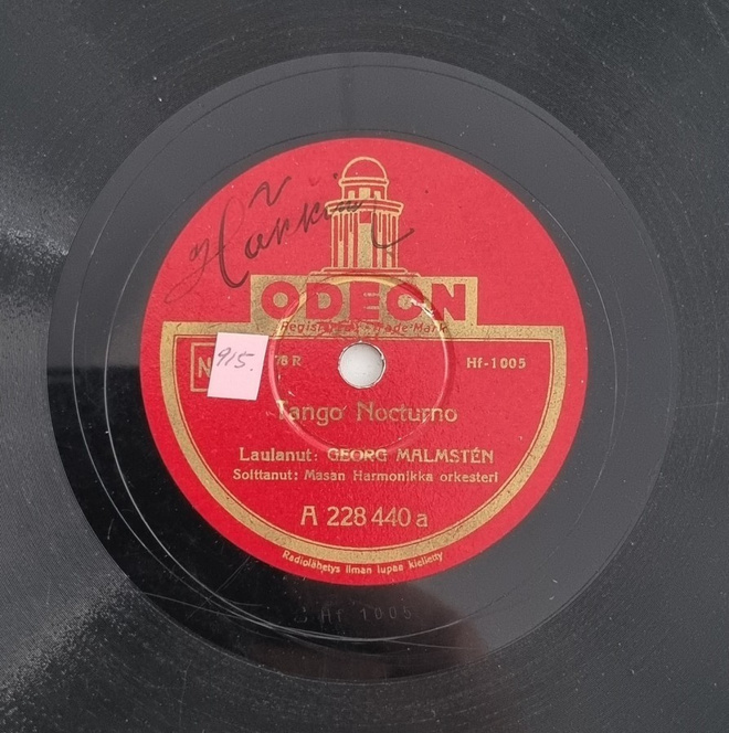 Savikiekko 1938 - Georg Malmsten - Odeon A 228440