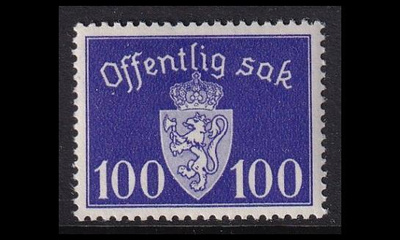Norja 43 ** Virkamerkki 100 öre (1939)