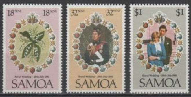 (S0275) SAMOA, 1981 (Royal Wedding). Mi ## 461-463. MNH**