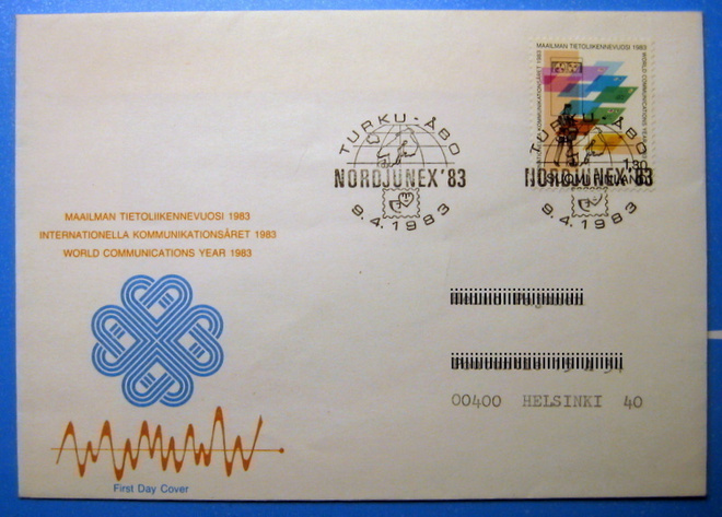 FDC- 9.4.1983 3kpl.Tietoliikennevuosi (470)
