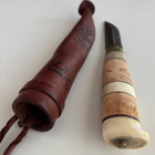 Puukko nahkatupella kahva koivu ja poronluu - pikkukuva 3