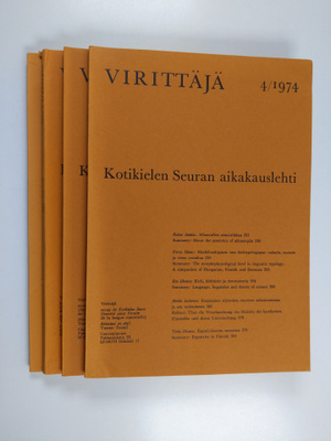 Virittäjä vuosikerta 1974 : Kotikielen seuran aikakauslehti