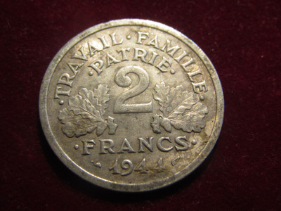 2 francs 1944. Ranska-France