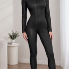 Mattapintainen musta PU catsuit koko L - pikkukuva 1