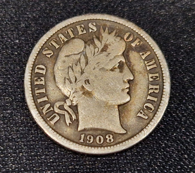 USA Barber dime 1908-D