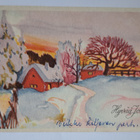 G.Åkerlind: kylä,  talvimaisema, kulkenut 1963, joulumerkki - pikkukuva 1