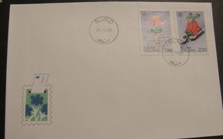 1989 Joulu + Europa + Pohjola FDC-t  SUND ( Åland ) leimalla