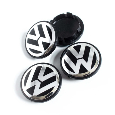 Volkswagen vannekeskiöt – Kromi-Musta – 70mm (4kpl sarja)