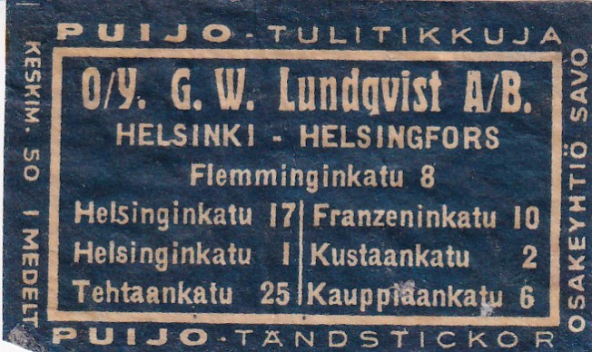 Helsinki, O/y G. W. Lundqvist A/b    b578