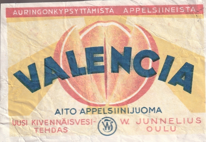 JUOMA ETIKETTI - VALENCIA W.JUNNELIUS OULU (AB12)