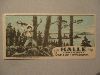 VANHA TUPAKKA ETIKETTI - KALLE SAMSON HÄMEENLINNA (K15-S147)