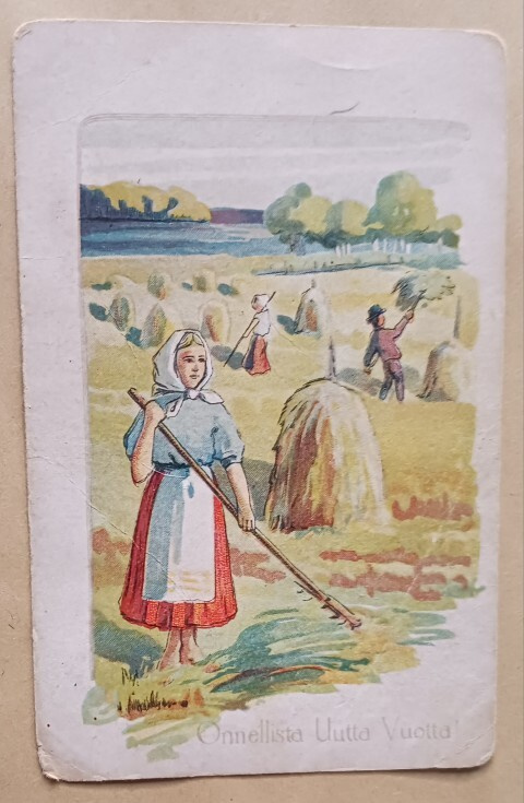 Heinäntekoa (sign.), vanha piirrospk, k. k-k