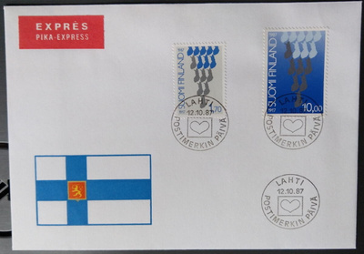 Erik.leima Postimerkin päivä 1987 Lahti, itsenäisyys-merkein