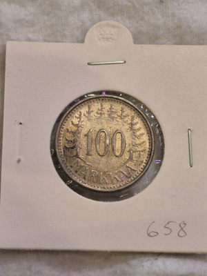 Hopearaha 100 markkaa 1956, Suomi, 5,2 g Ag500