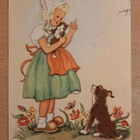 tytöllä kissanpentu sylissä, koira, kulkenut 1951 - pikkukuva 1
