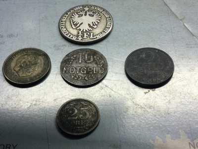 Hopea 25 öre 1880 + 1859 Austria +3muuta ks.kuvat
