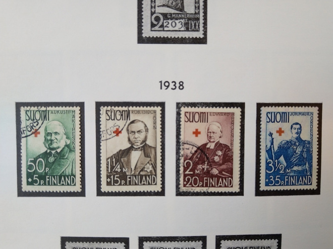 1938 Punainen Risti postimerkki 4 kpl