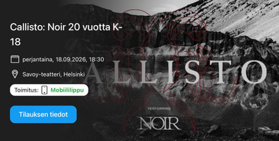 Callisto: Noir 20 vuotta 2 lippua 19.9.2026