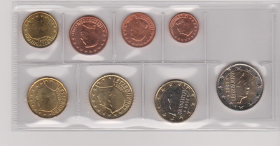 Luxemburg 2009 1c-2€ kolikkosarja muoviläpyskässä UNC