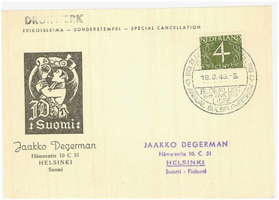 kukka - hollantilainen erikoisleimakortti 1949