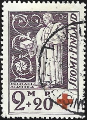 1933 Punainen Risti 2 mk + 20 p leimattu LaPe 182