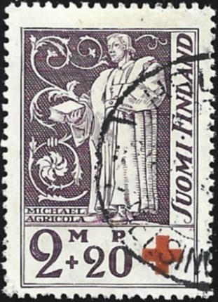 1933 Punainen Risti 2 mk + 20 p leimattu LaPe 182
