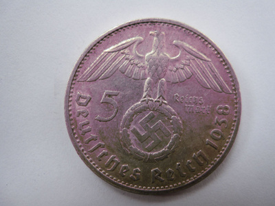 Natsi-Saksa 5 Reichsmark 1938 G Paul von Hindenburg