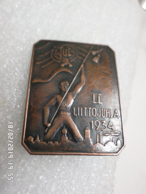 TUL.n II Liittojulamerkki Vanha 1934 Taustaneulalla