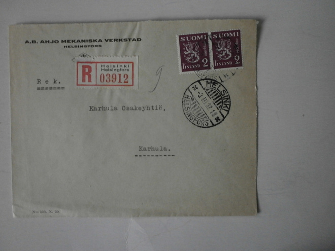 Helsinki Rec., A.B. Ahjo Mekaniska Verkstad, 3.3.1932