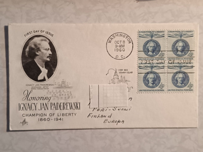 3kpl USA FDC Suomeen 1960