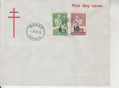 FDC 1947 TUB päällepainamat.