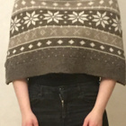 Uusi ruskea/beige/valkoinen kuviollinen poncho - pikkukuva 1
