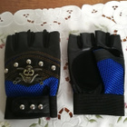 Moottoripyörä, motocross puolihanskat skull sininen - pikkukuva 4