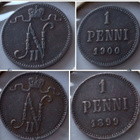 1 PENNI pari v.1899 & 1900 - hyväkuntoinen! - pikkukuva 1