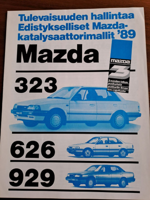 Mazda katalysaattorimallit -esite, 1989