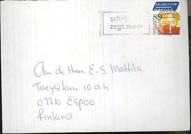 Hollanti 2007 kirje Suomeen