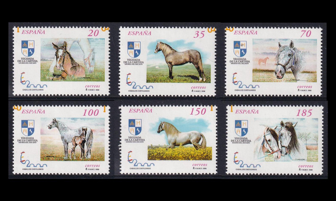 Espanja 3443-8_II ** Hevosia postimerkkinäyttely ESPAÑA (1
