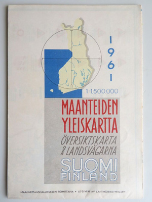 Suomen maanteiden yleiskartta vuodelta 1961