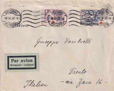 PUNAINEN RISTI PAR AVION ITALIAAN