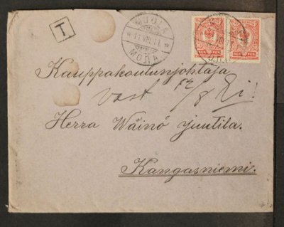 # 23987 # Kirje Muola >Mikkeli > Kangasniemi-1911 - T-Leima?