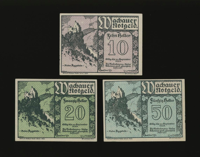 Itävalta 10, 20, 50 Heller, Wachauer 1920